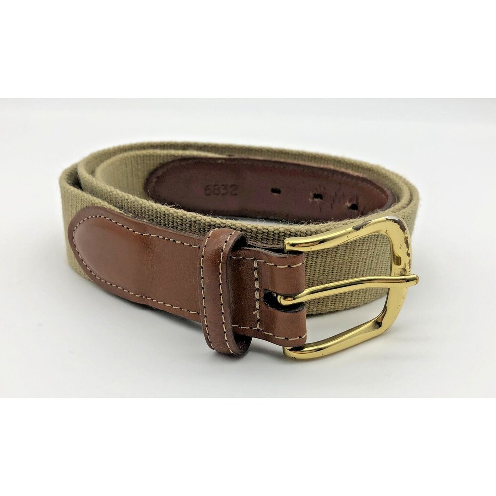 Torino Web Belt Mens  Khaki Brown 40 Leather Trim 6832 Made in USA